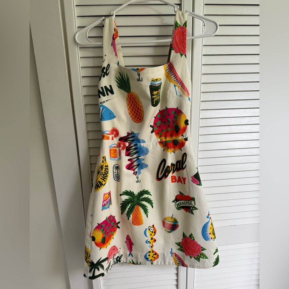 Alemais White and Pink Sleeveless Sundress